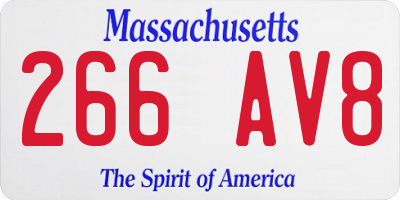 MA license plate 266AV8