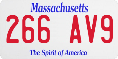 MA license plate 266AV9