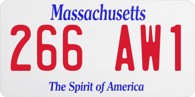 MA license plate 266AW1