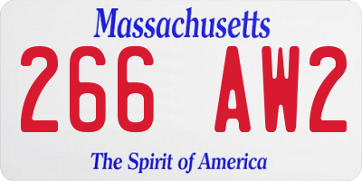 MA license plate 266AW2