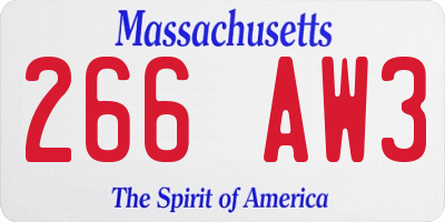 MA license plate 266AW3