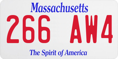MA license plate 266AW4