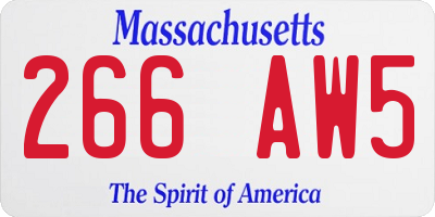 MA license plate 266AW5