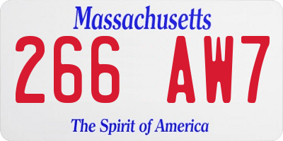 MA license plate 266AW7