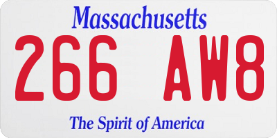 MA license plate 266AW8