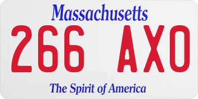 MA license plate 266AX0