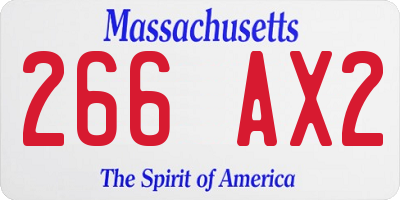 MA license plate 266AX2