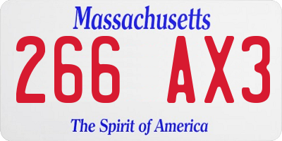 MA license plate 266AX3