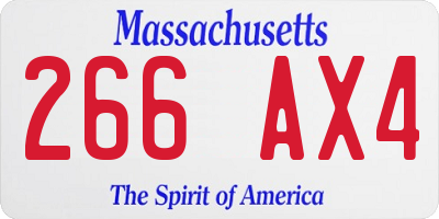MA license plate 266AX4