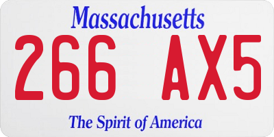 MA license plate 266AX5
