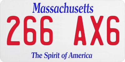 MA license plate 266AX6