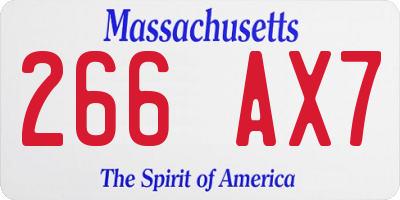 MA license plate 266AX7
