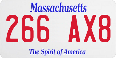 MA license plate 266AX8