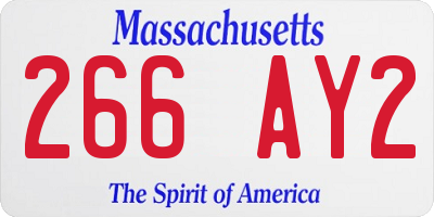 MA license plate 266AY2