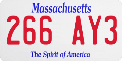 MA license plate 266AY3
