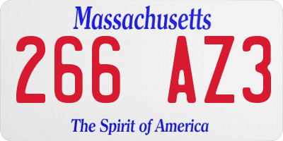 MA license plate 266AZ3