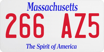 MA license plate 266AZ5