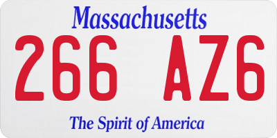 MA license plate 266AZ6