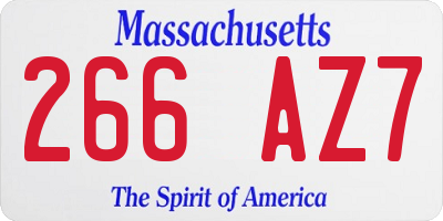 MA license plate 266AZ7