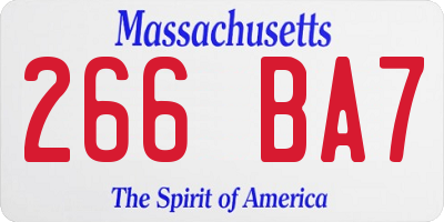 MA license plate 266BA7