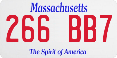 MA license plate 266BB7