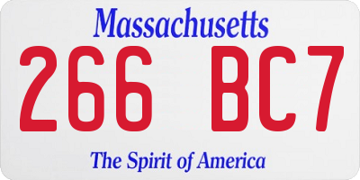 MA license plate 266BC7