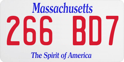 MA license plate 266BD7