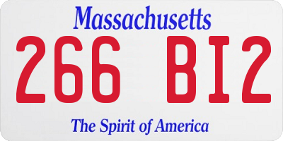 MA license plate 266BI2