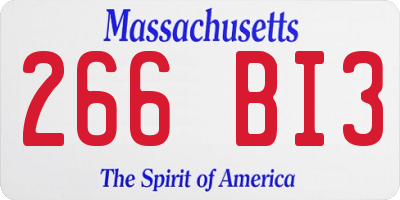 MA license plate 266BI3