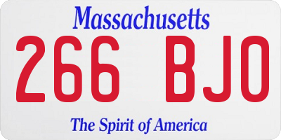 MA license plate 266BJ0