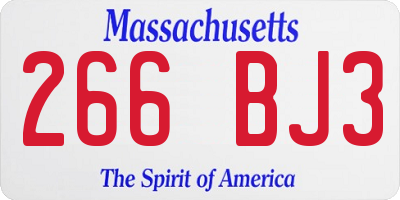 MA license plate 266BJ3