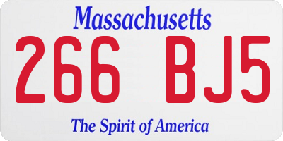 MA license plate 266BJ5
