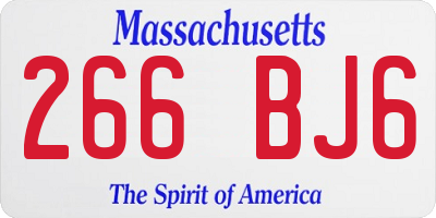 MA license plate 266BJ6