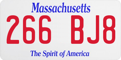 MA license plate 266BJ8