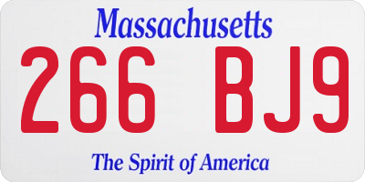 MA license plate 266BJ9