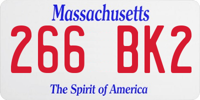 MA license plate 266BK2