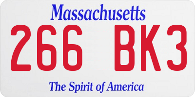MA license plate 266BK3