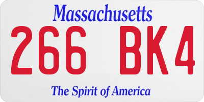 MA license plate 266BK4