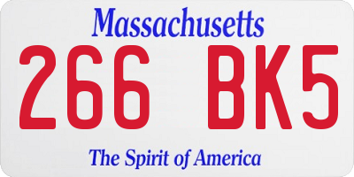 MA license plate 266BK5