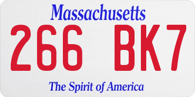 MA license plate 266BK7