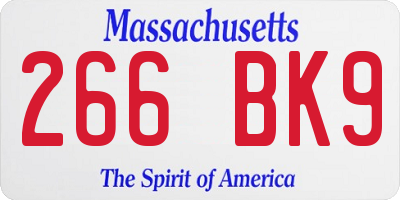 MA license plate 266BK9