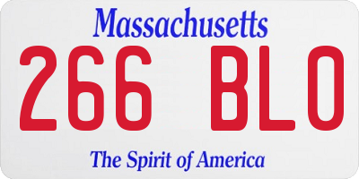 MA license plate 266BL0