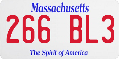 MA license plate 266BL3