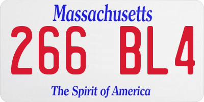 MA license plate 266BL4