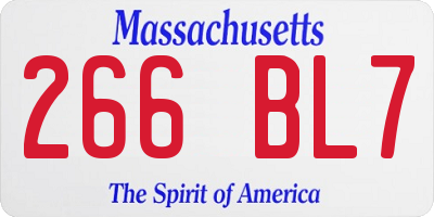 MA license plate 266BL7