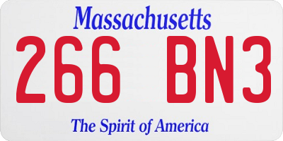 MA license plate 266BN3
