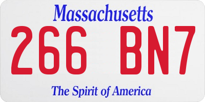 MA license plate 266BN7