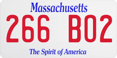 MA license plate 266BO2