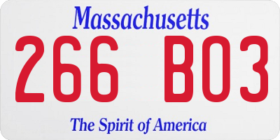 MA license plate 266BO3