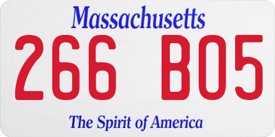MA license plate 266BO5